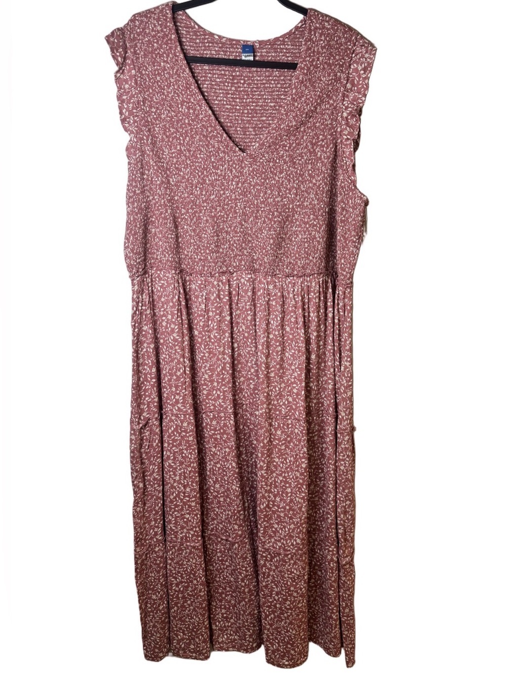 Old Navy NWT Pink Floral Fit & Flare Smocked Maxi Dress Size XXL